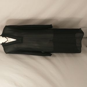 Black Caftan Semi Sheer Quality Cover Up Robe Lounge wear Long Tunic See Measure